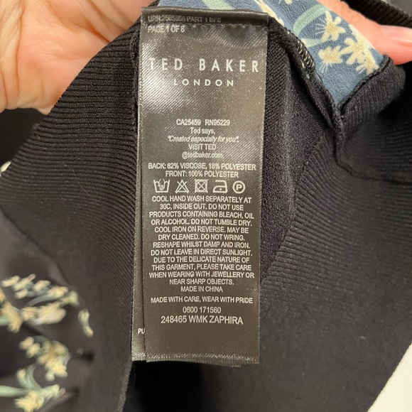 TED BAKER black ruffle sleeve floral blouse size 5 - Picture 7 of 9